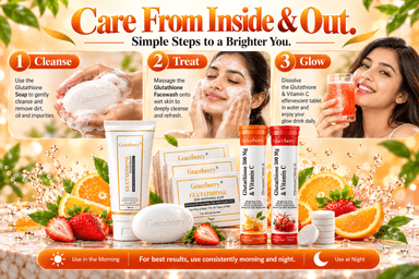 Glutathione Inside & Out Radiance Kit – Graceberry Brightening Face Wash, Soap & Tablets