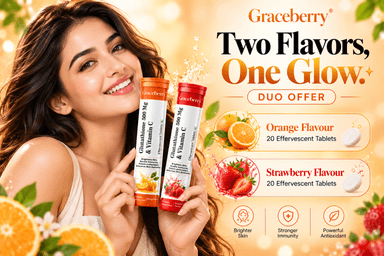 Graceberry Brightening Effervescent Tablets – Glutathione Radiance Fizz Duo (Orange + Strawberry)