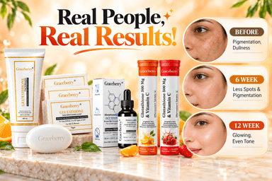 Glutathione Complete Care Kit – Graceberry Brightening Face Wash, Soap, Serum & Tablets