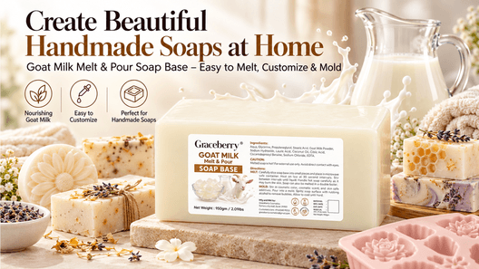 Graceberry Goat Milk Soap Base – Paraben-Free Melt and Pour Base for DIY Soap" / "Natural Goat Milk Melt &amp; Pour Soap Base | Custom DIY Soap Making