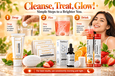 Glutathione Complete Care Kit – Graceberry Brightening Face Wash, Soap, Serum & Tablets